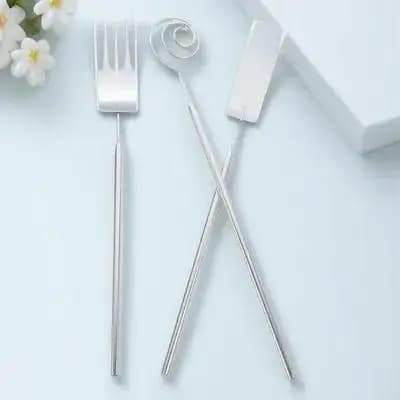 Set di Forchette per Fonduta in Acciaio Inox, Utensili Ergonomici per Cioccolato, Forchette a 3 Punte a Spirale per Frutta, Formaggio e BBQ