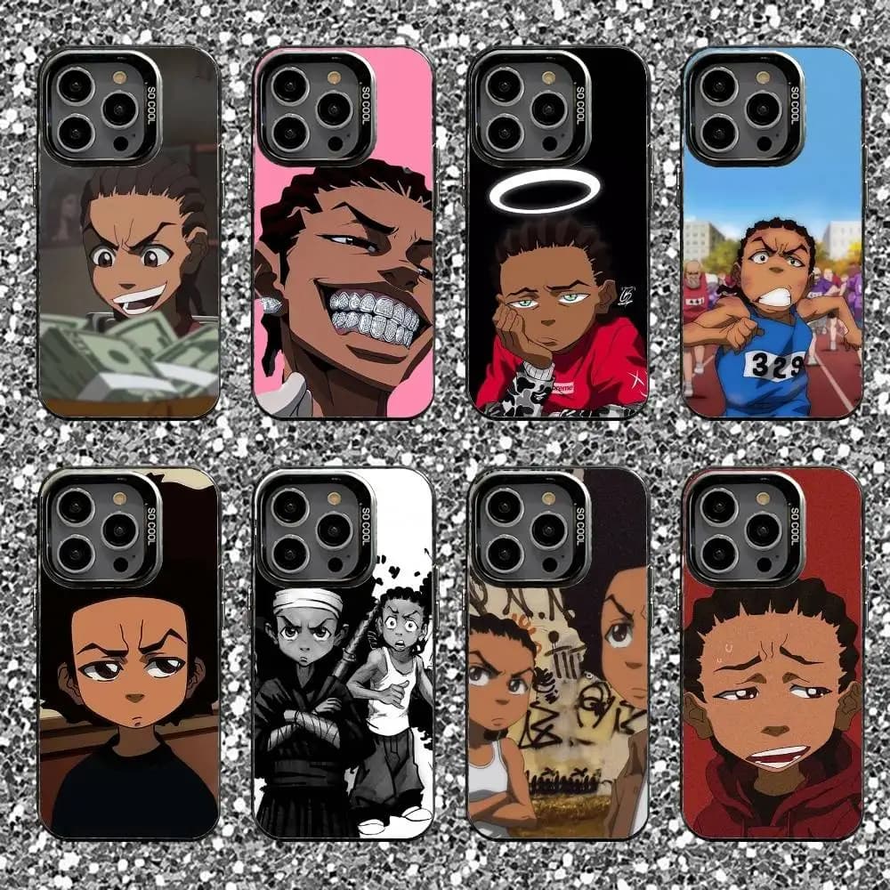 Custodia per telefono Riley Freeman Boondocks per iPhone 16,15,14,13,12,11,Pro,XS,Max,Plus,Mini,SE Cover antiurto opaca nera color caramello