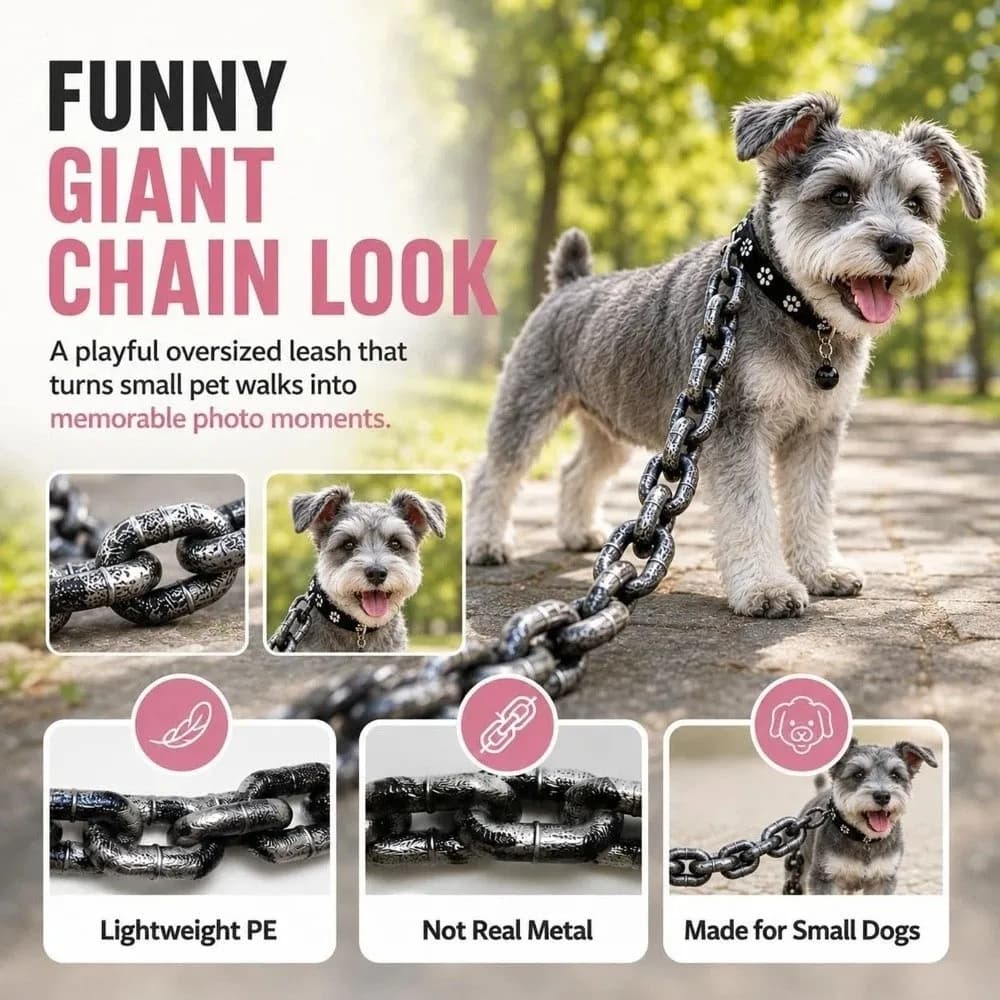 Plastic Simulated Giant Chain Pet Leash Lightweight Creative Dog Traction Rope with Collar Simulation Iron Chain Dog Leash