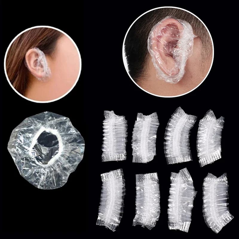 100 pezzi monouso impermeabili copriorecchie trasparente bagno doccia parrucchiere paraorecchie colorazione tappi protettivi