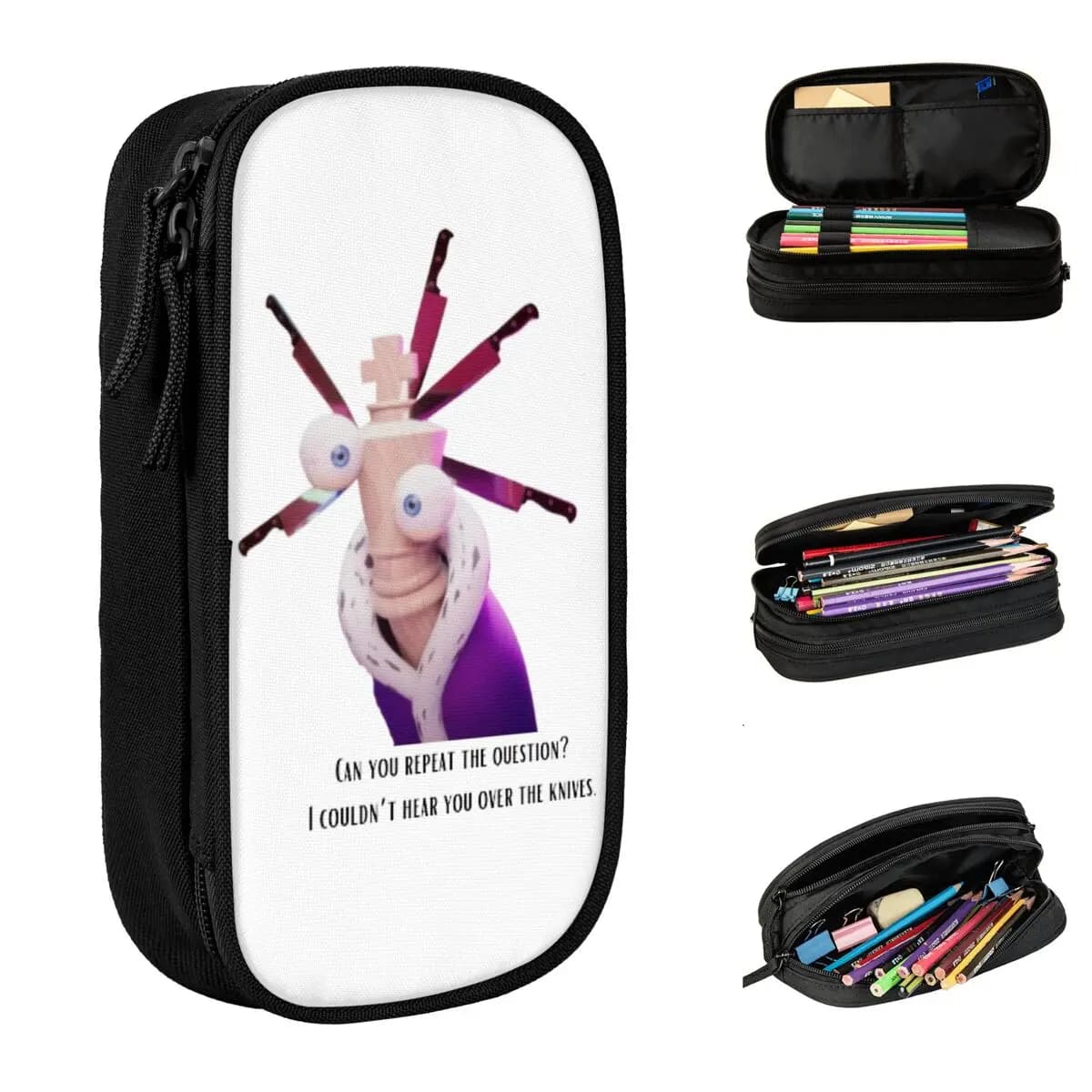 Astuccio portapenne Cute Kinger Knives Quote The Amazing Circus, astuccio per matite, scatola per penne per studenti, borse di grande capacità, regali scolastici per studenti