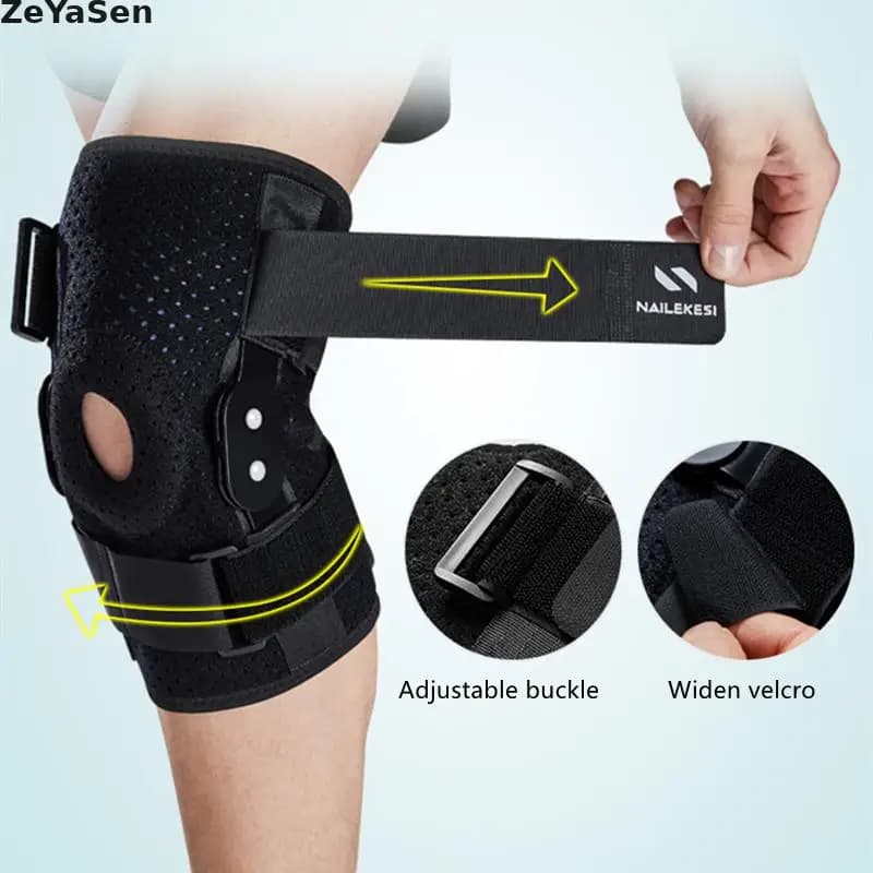 1PCS Ginocchiere incernierate Tutore per articolazioni sportive Artrite Menisco Strappo Dolore Protezione rotula regolabile Ginocchiere di supporto per ginocchio