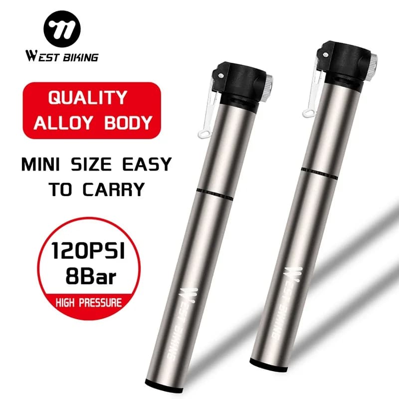 WEST BIKING Portable Bike Pump 120PSI Dual Schrader Presta Valve Mini Bicycle Tire Inflator For MTB Road Bike Cycling Accessory