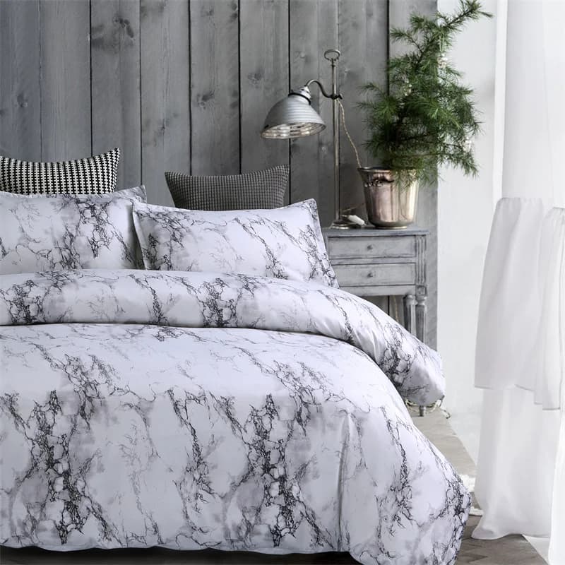 Set of 3 pieces 100% polyester marble cover granite surface with cushion cover model natural mineral storm