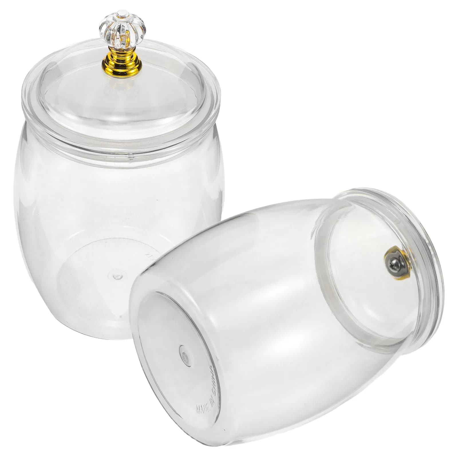 2Pcs 1.2L Clear Plastic Candy Jar with Airtight Lid Transparent Food Storage Container for Cookies Snacks Biscuits Kitchen