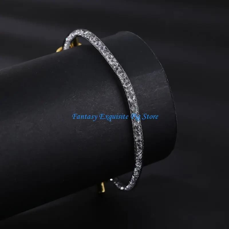 Bracciale cristalli in maglia in acciaio inossidabile regolabile per usura quotidiana
