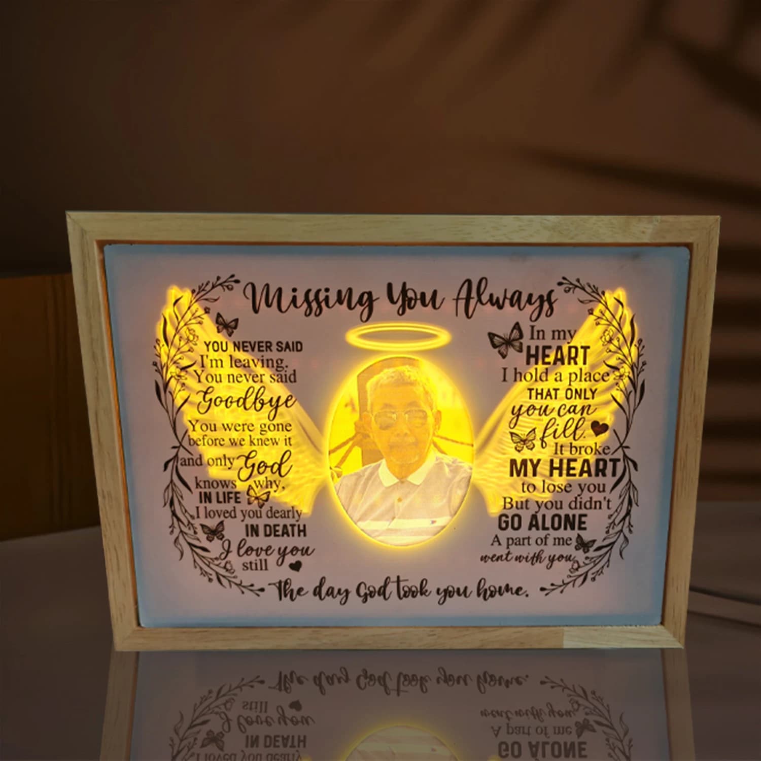 Personalizzato In memoria della lampada amata con foto personalizzata Night Light Up cornici come regalo unico per gli amici di famiglia commemorativi