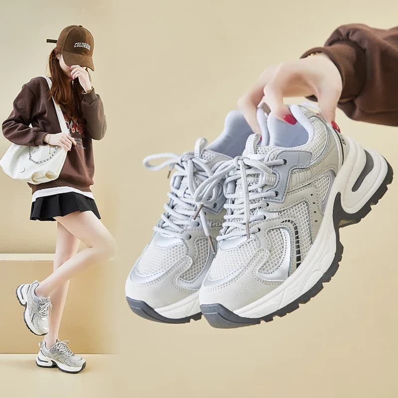 Scarpe da ginnastica da donna stile coreano, casual, primavera 2025, sportive da studente, con fondo spesso e rialzato, per lo street style F2419