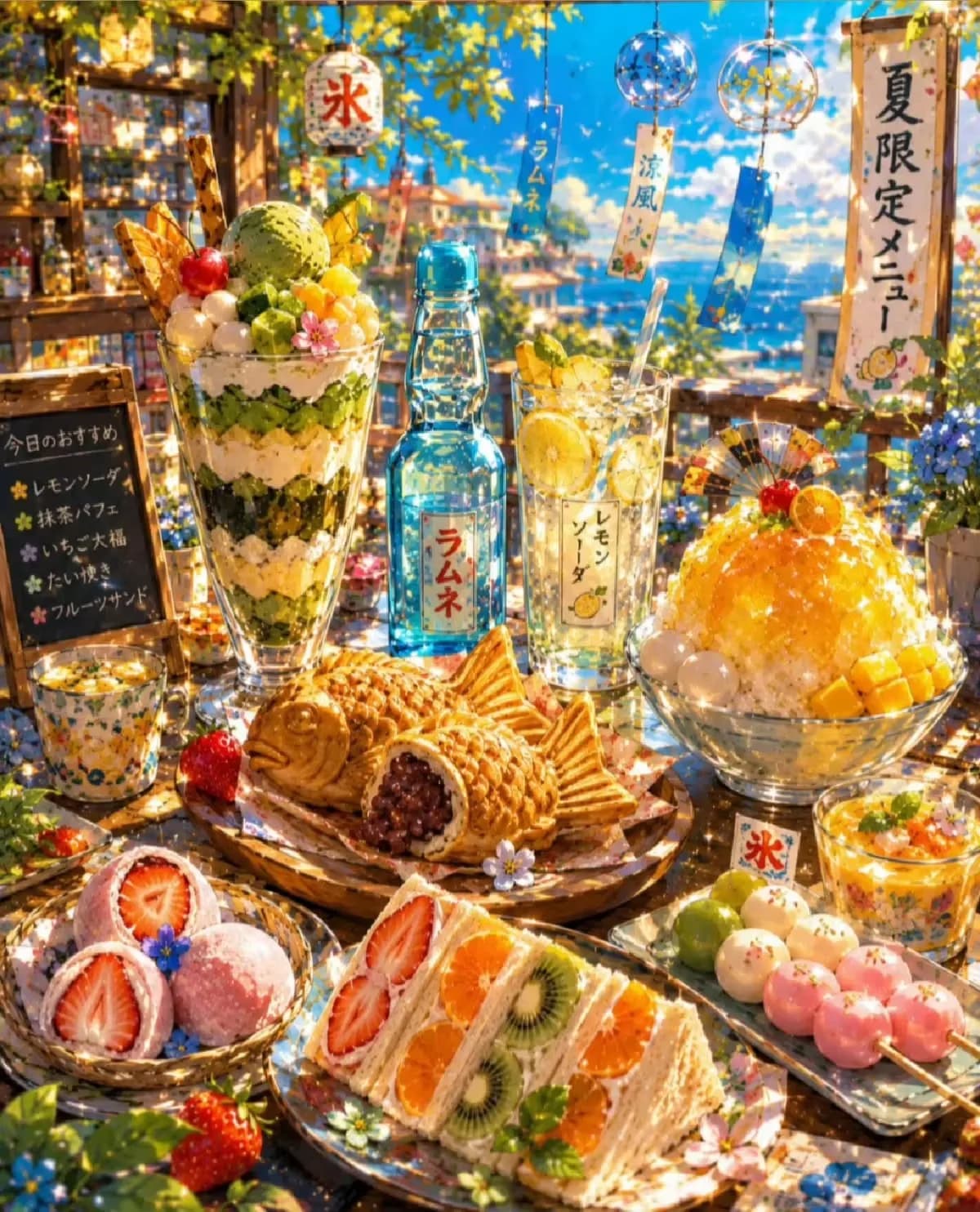 DIY Diamond Painting Japanese Summer Dessert Seaside Scenery Mosaic, Handcraft Art, Ideal Holiday Home Decor Gift