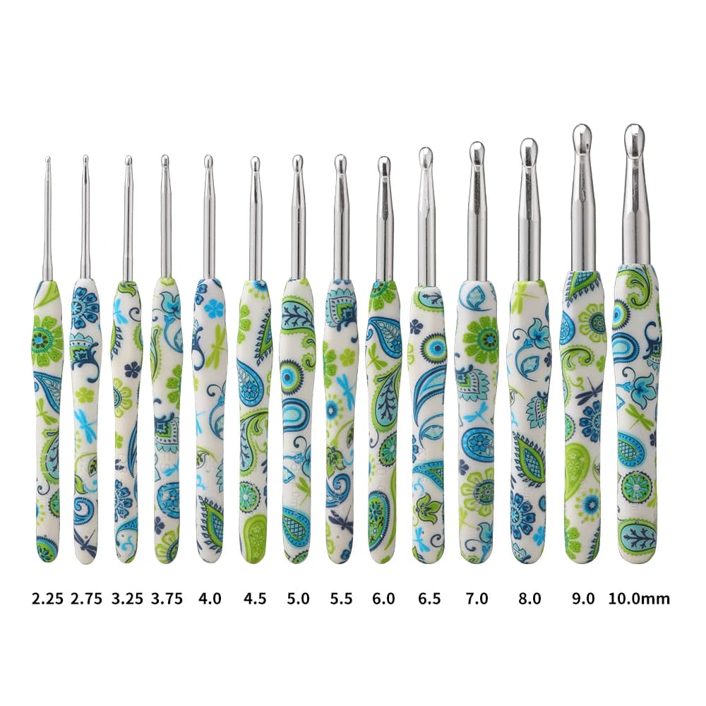 Uncinetti in alluminio caldo Anacardi Fiore Uncinetto Aghi 2.25-10MM Impugnatura ergonomica Ferri da maglia Strumenti per cucire Regalo delle donne