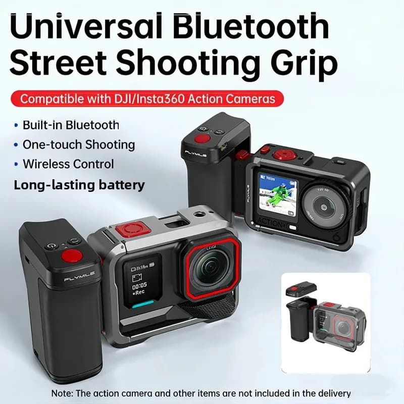 Impugnatura Bluetooth per DJI Action 6/5 Pro/4, Insta360 X5, ACE PRO 2, Xplorer con pulsante di scatto