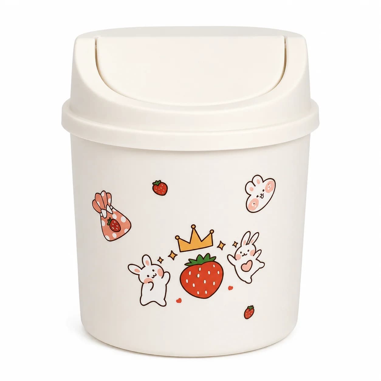 Mini Desk Trash Bin 16.8x13.5x13.5cm, White Compact Wastebasket for Office Table Bedroom Bathroom Countertop Small Garbage Can