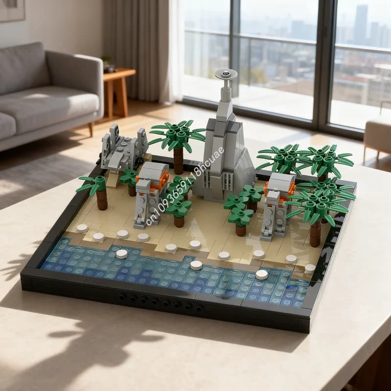 461 Pezzi MOC Star Battle Micro Scarif, Blocchi da Costruzione, Modello Architettonico, Giocattolo Creativo Fai-da-Te, Idea Regalo di Natale, Educativo