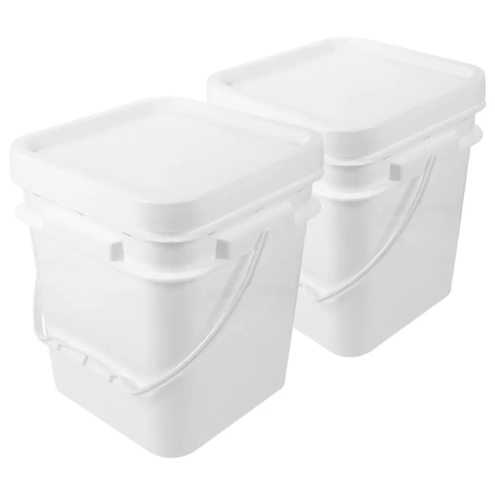 2Pcs Paint Bucket Empty Plastic Storage Bucket with Lid and Handle for Oil Acrylic Watercolor Pigment Art Craft Projects
