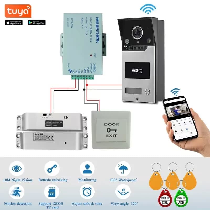 Videocitofono WiFi Videocitofono Tuya Smart Home Campanello wireless Telecamera 1080P con sblocco RFID Videocitofono per appartamento