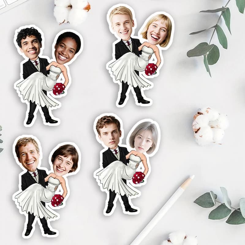 Customizable Portrait Wedding Theme Stickers Princess Embrace Multiple Styles Pattern Adult Valentine's Day Party Romantic Decor