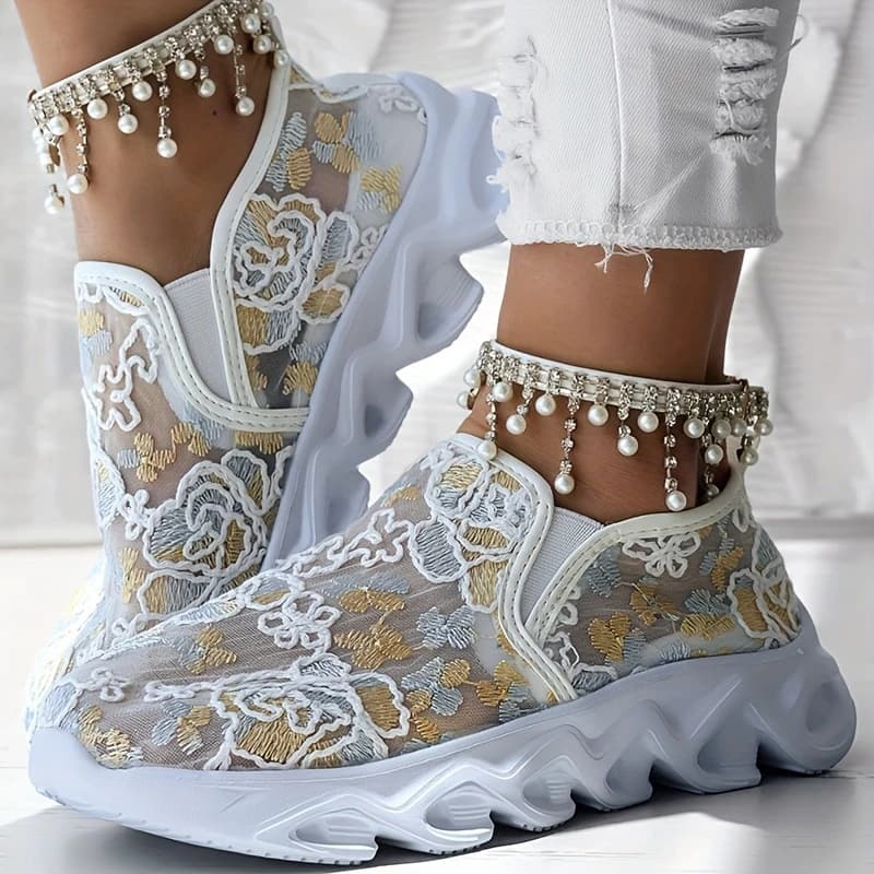 Scarpe da ginnastica sportive con plateau da donna Scarpe da ginnastica traspiranti antiscivolo 2025 Estate nuove scarpe da corsa casual da spiaggia a dondolo in rete da donna