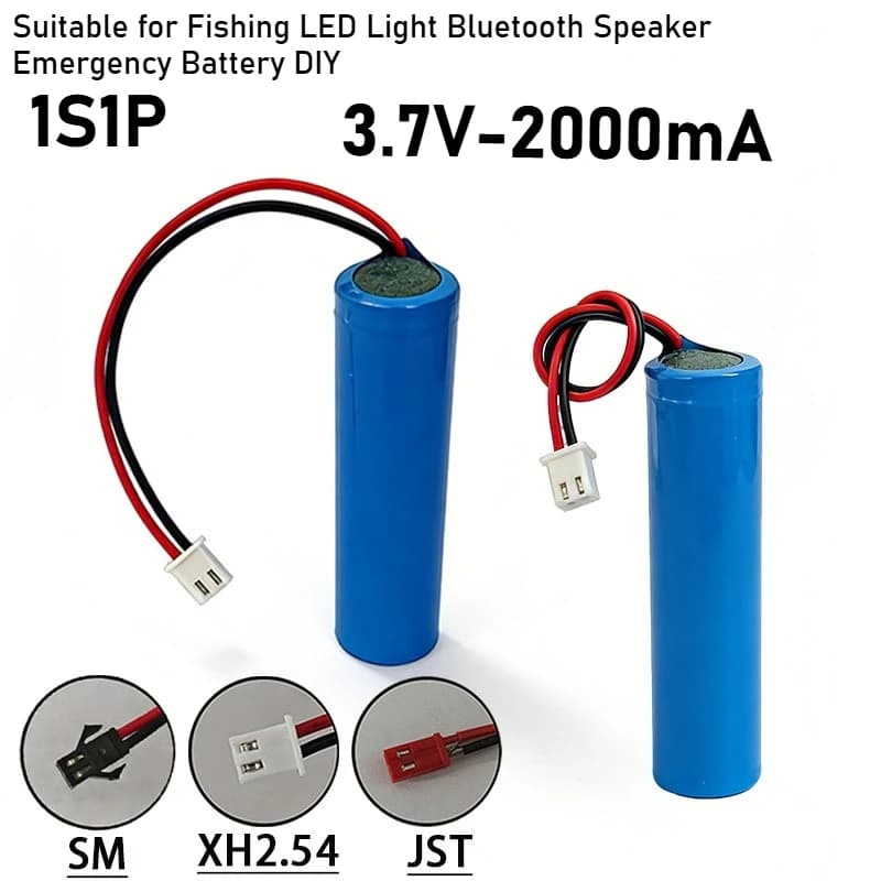 Nuova Batteria Ricaricabile 18650 1s1p 3.7V 2000mAh per Luce LED da Pesca, Altoparlante Bluetooth, Batteria di Emergenza Fai-da-Te