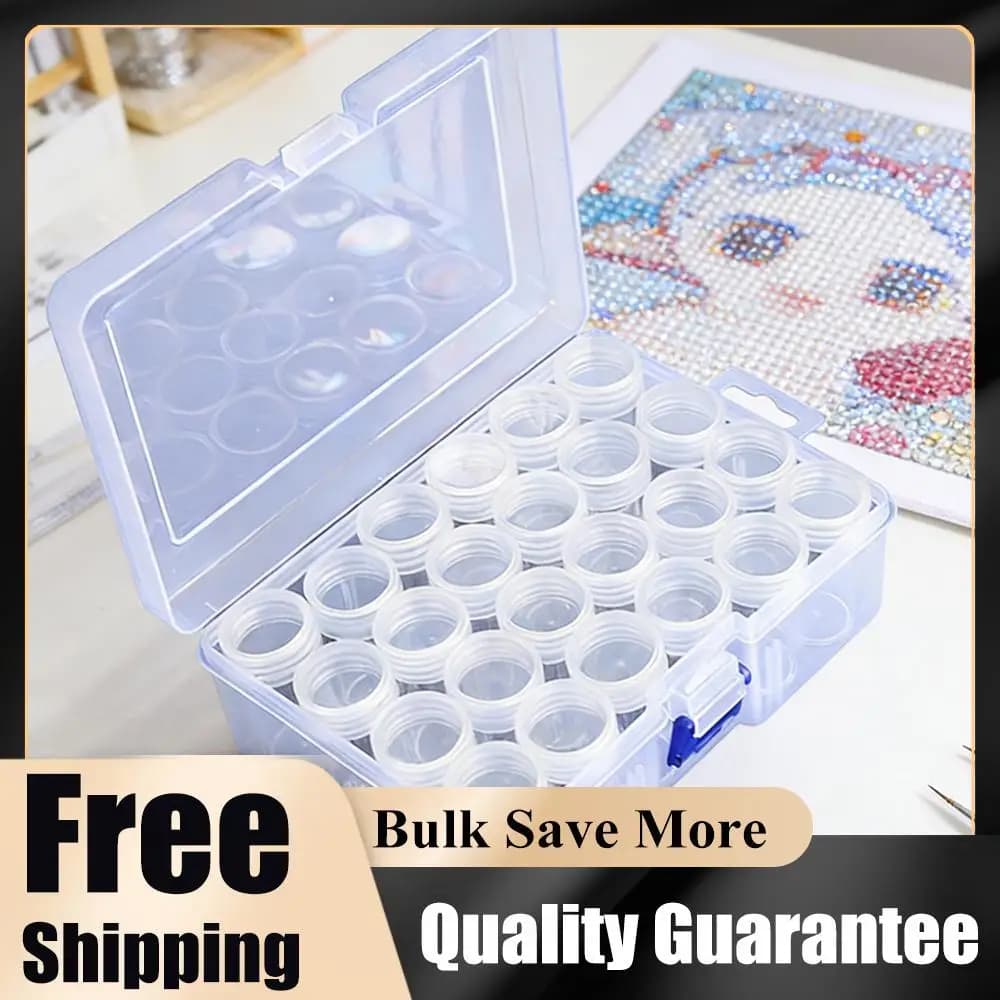 Contenitori per Diamond Painting con Coperchio e Adesivi, Scatola Portaoggetti per Diamond Art, Accessori Fai-da-Te, Gioielli e Piccoli Oggetti