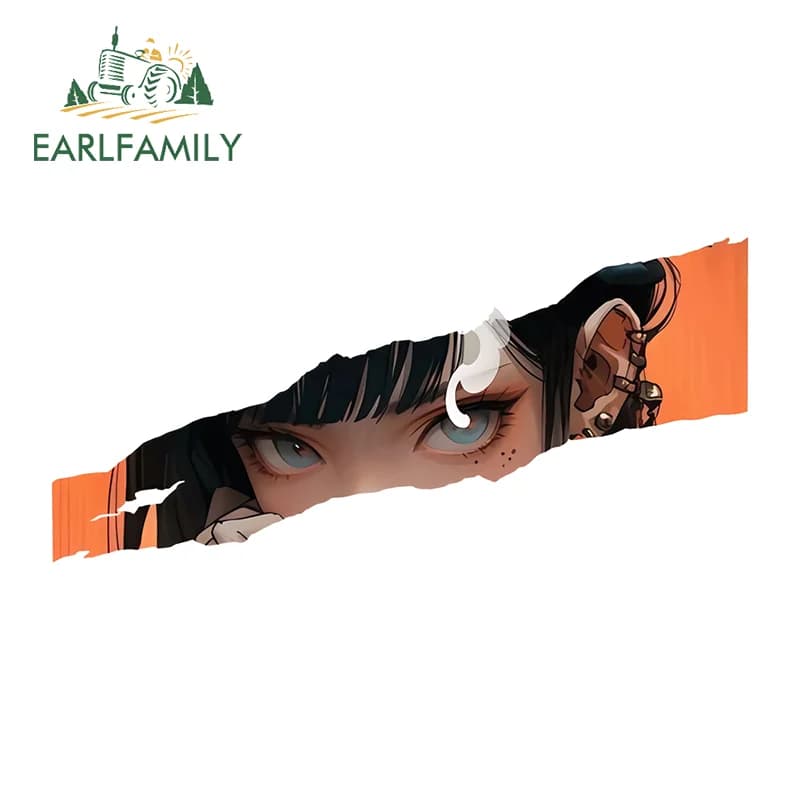 EARLFAMILY Stickers and Decalcomanies for Cars with Anime Girl Eyes, Funny and Original, Waterproof, for Motorcycles and Fishing Boxes