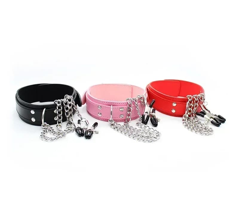 Lingerie per adulti per coppie Schiavo sessuale BDSM Bondage Guinzaglio Collo Collare per cani Abiti sessuali Imbracatura sexy in pelle Pu