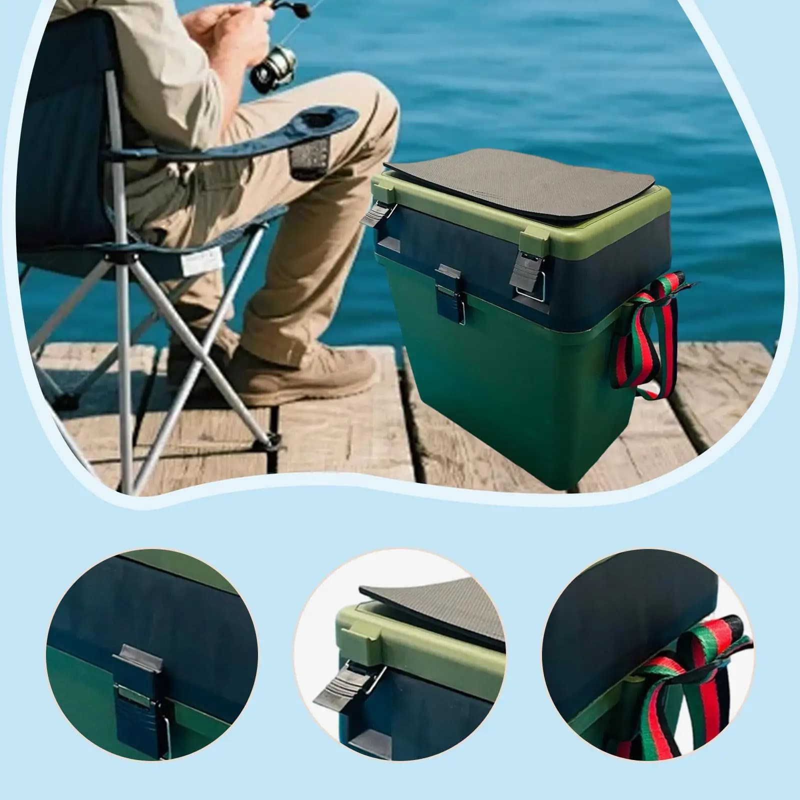 Scatola da Pesca Multifunzionale in PP ABS, Contenitore Grande per Attrezzatura da Carpa con Scomparti per Brevi Viaggi