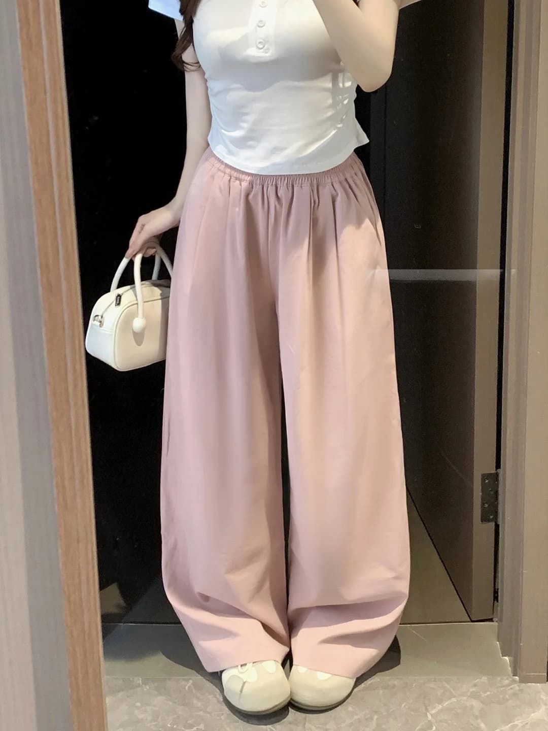 Pantaloni a gamba larga casual alla moda taglie forti, con elastico in vita, che nascono e valorizzano la figura, da donna, nuovo stile estivo, delicati sulla pelle e traspiranti