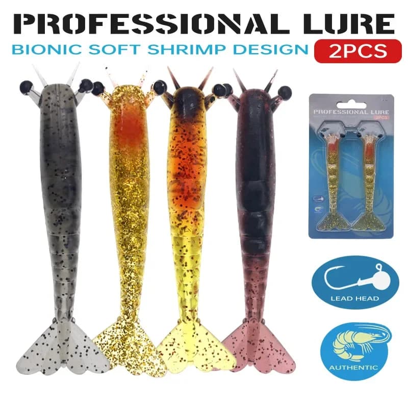 MUKUN 2 pz/scatola gamberetti morbidi 9.5 cm 6g11.5 cm 10g set Esche artificiali morbide gamberetti Richiamo di Pesca Esca Pesce