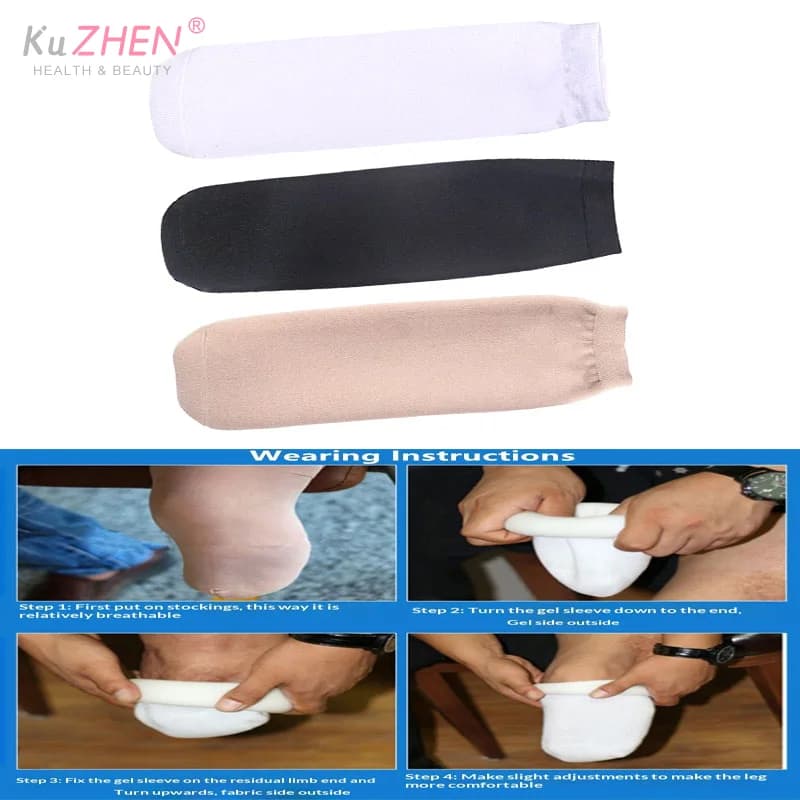 Calza Protesica in Gel Medico Rinforzata, Traspirante, Elastica, Assorbi-Sudore, Morbida Protezione per Amputati, Manica per Polpaccio Resistente all'Usura