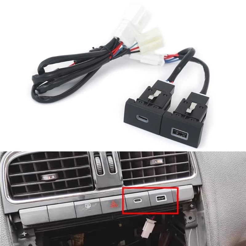 Adattatore di ricarica rapida per telefono automatico Caricabatteria da auto QC3.0 Tipo C PD Adattatore presa interfaccia USB per VW POLO 2011-2013