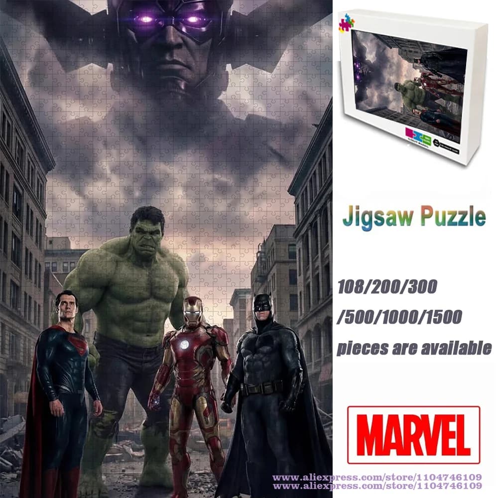 Puzzle Marvel Heroes Puzzle 108/200/300/500/1000/1500 pezzi Puzzle di intelligenza per bambini e adulti Regalo con scatola Decorazione domestica