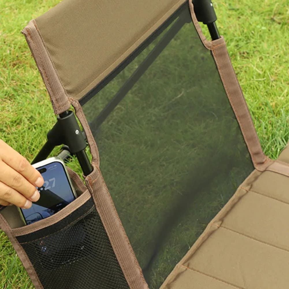 Portable Lightweight Wide Folding Recliner - Outdoor Camping/Beach Chair With Breathable Cushion Backrest & Pocket