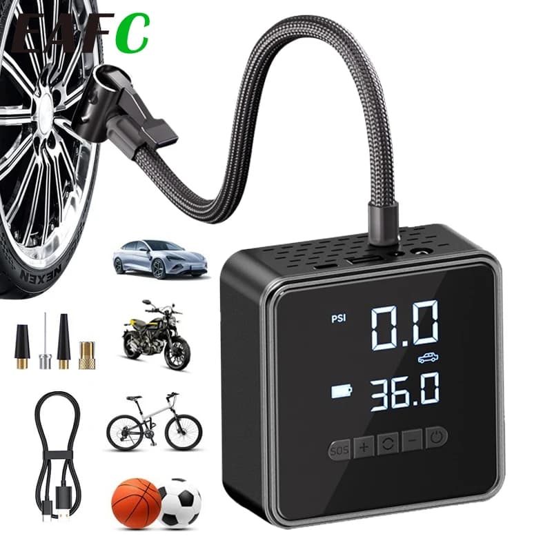 EAFC 150PSI Car Tire Inflator 4500mAh Electric Inflator For Car Digital Air Compressor Bicycle Ball Cordless Inflator Pump