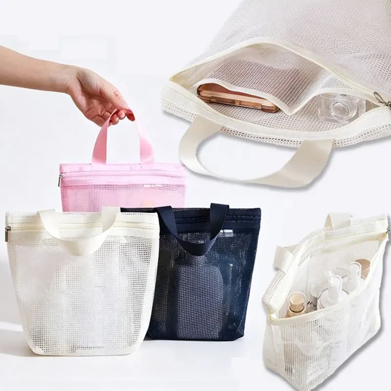 1/2/3pcs Mesh Makeup Toiletry Storage Bags Handbags Portable Travel Washing Body Shower Tools Organizer Hanging Organizer Pouch