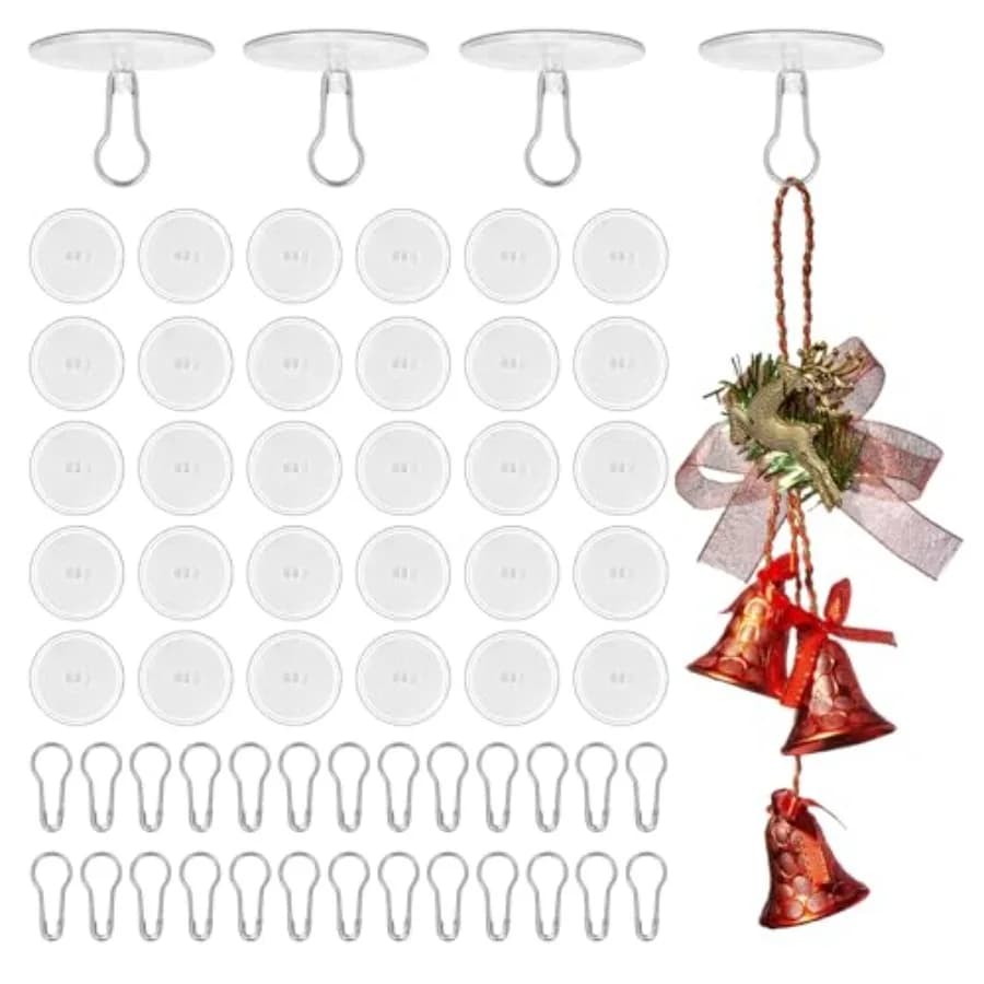 Confezione da 100 ganci adesivi per soffitto Ganci da parete autoadesivi Ganci da soffitto adesivi a ventosa rotondi per Natale Festival Matrimonio Bi