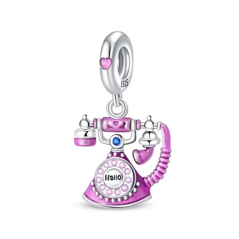 Hot Sales 925 Sterling Silver Vintage Telephone Charms Pendant Fit Original Bracelet DIY Women Fine Anniversary Jewelry Gifts