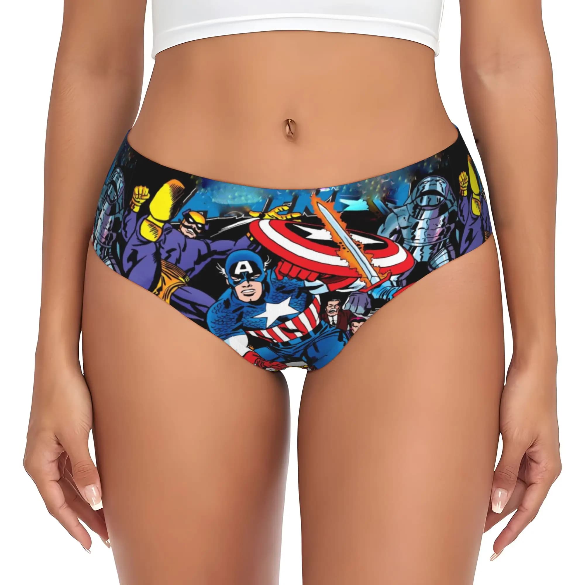 Slip da donna personalizzati Captain Anime America, comodi ed elasticizzati