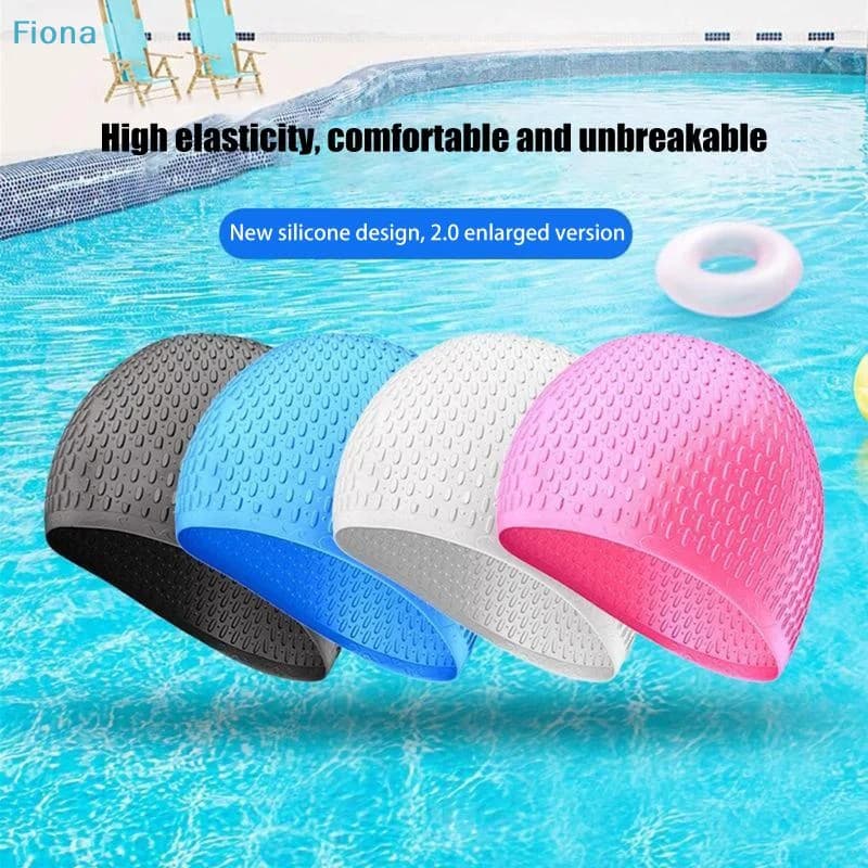 Enlarged Silicone Swim Cap with Water Drop Texture,Non-Slip Waterproof Bathing Cap for Adults,High Elastic Comfort Swimming Hat