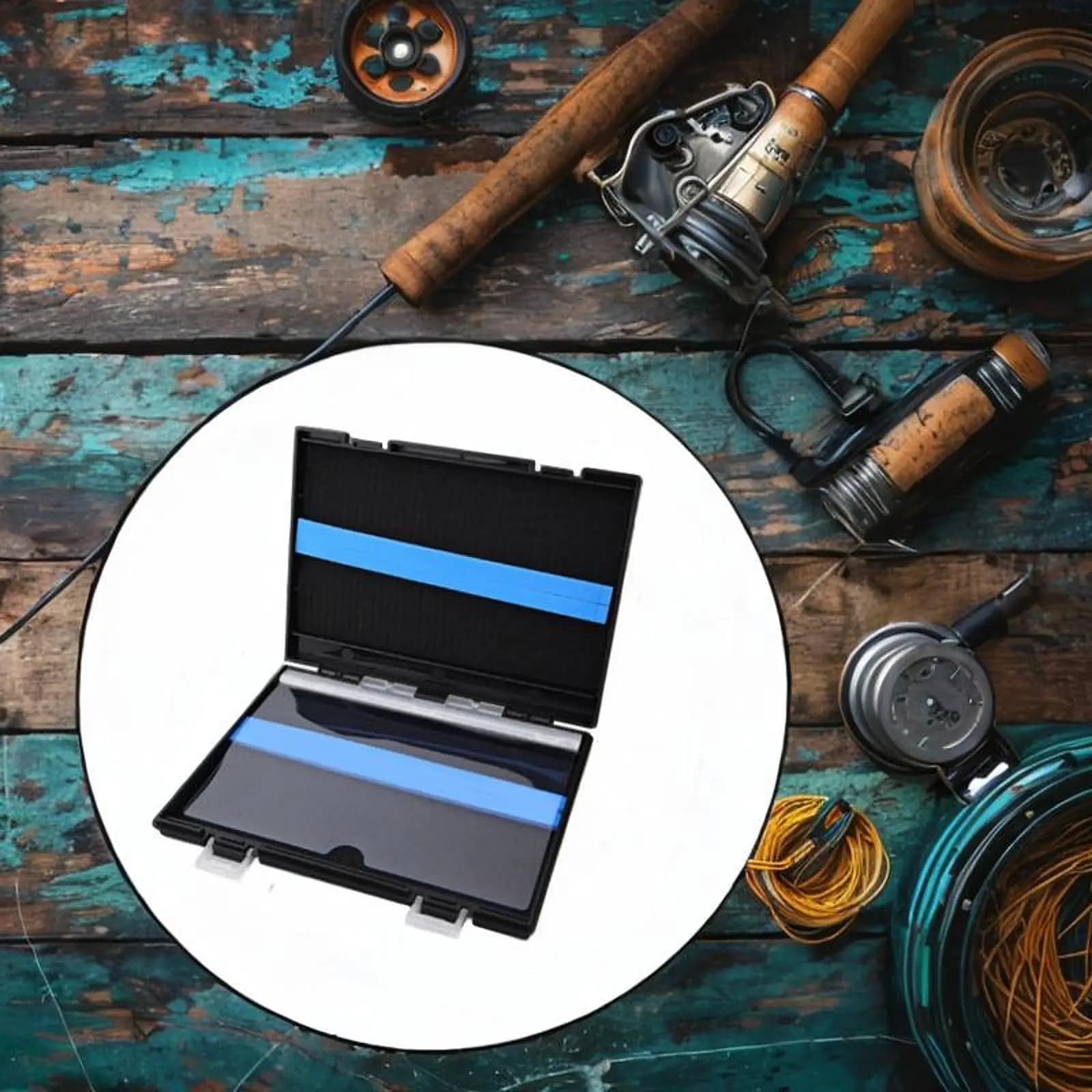 Portable fishing gear case with flexible transparent deflector