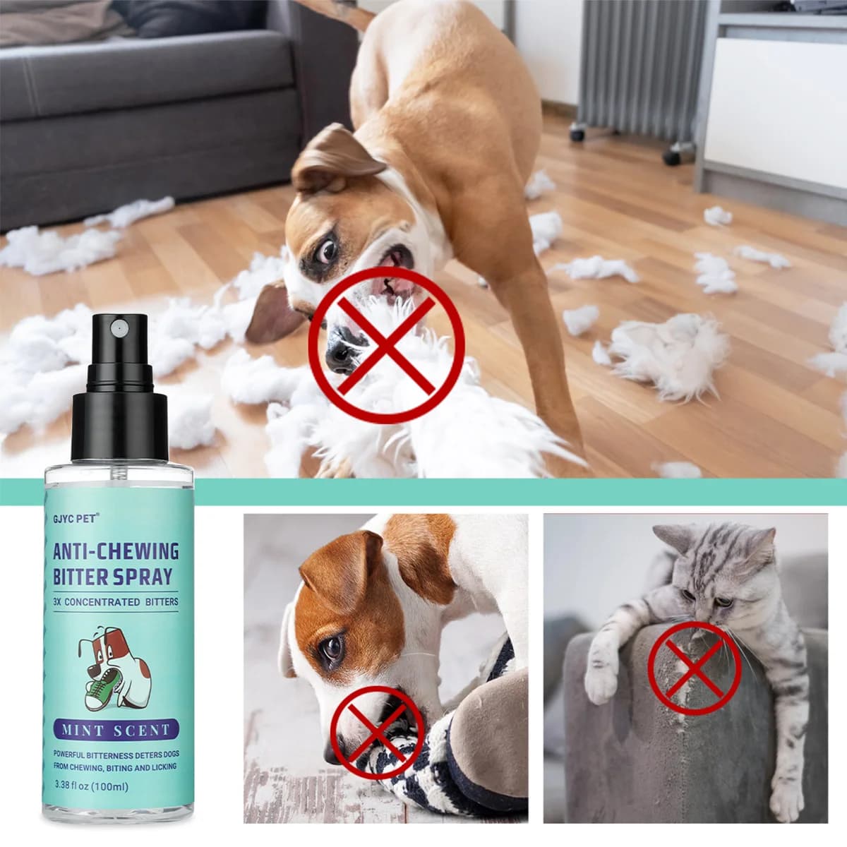 Spray Anti-Morso al Gusto di Mela Amara per Cani 100ml, Non Tossico, Sicuro, Spray per Addestramento Animali Domestici, Ferma la Masticazione dei Mobili per Cuccioli da Interno