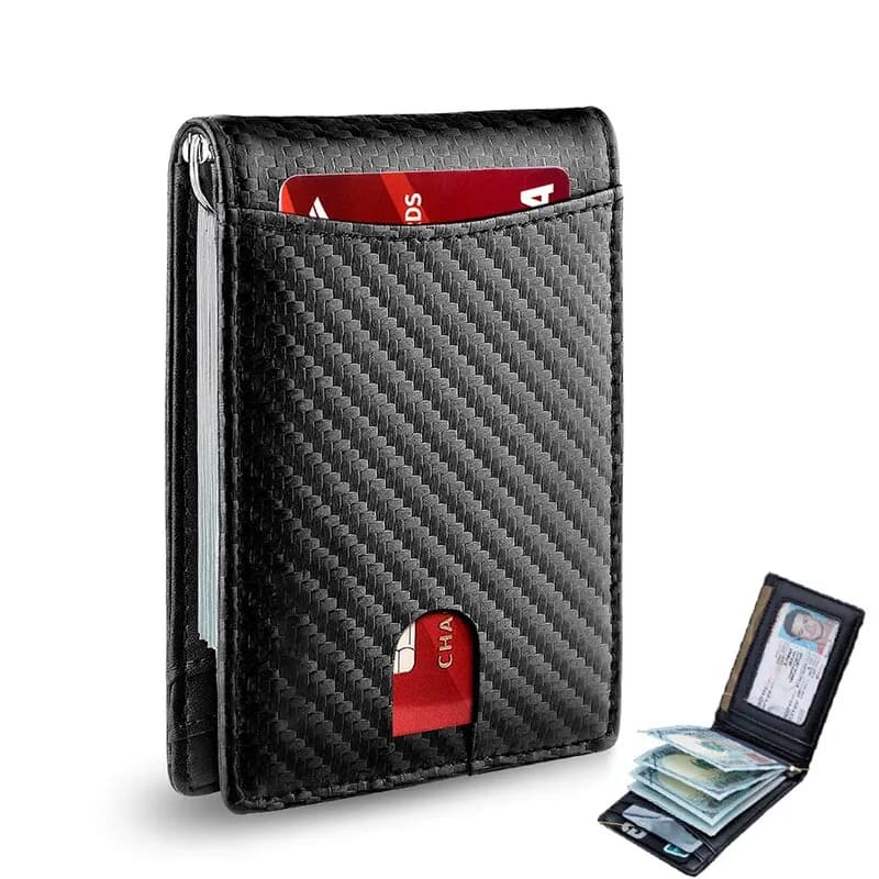 Rfid portafogli da uomo in fibra di carbonio porta carte da uomo portamonete sottile sottile Mini portafoglio maschile piccola borsa corta nera Walet Billfold Vallet