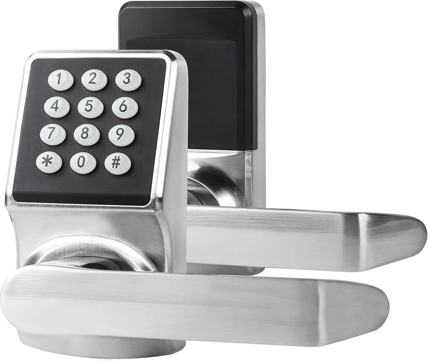Serratura Elettronica con Tastierino e Maniglia, Chiusura Digitale Intelligente Senza Chiave per Porta d'Ingresso - Nickel Spazzolato