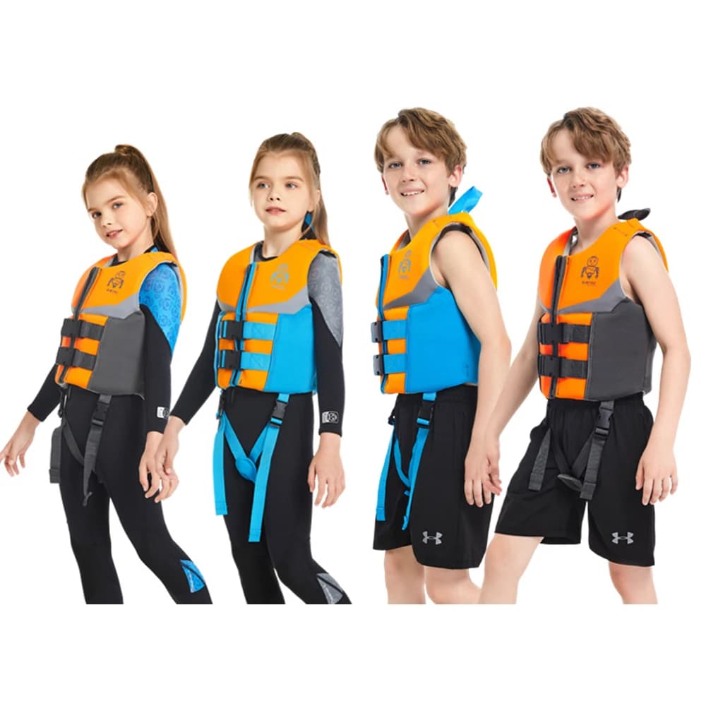 Giubbotto di galleggiamento in neoprene per bambini, giubbotto salvagente professionale per nuoto, leggero e portatile, giacca di sicurezza per rafting,