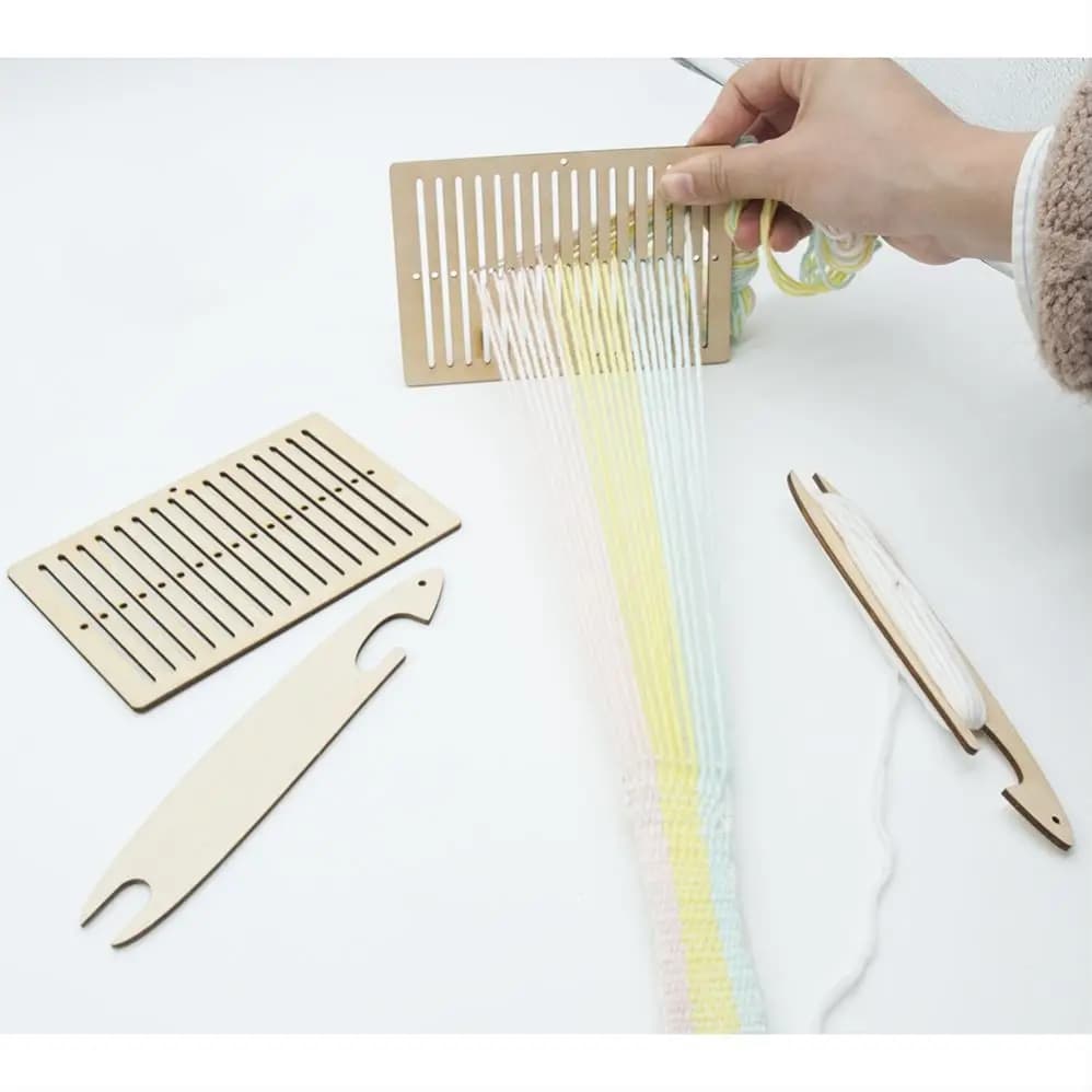 2 Pcs Wooden Weaving Loom Kit – Weaving Tools for Bracelet, Bag, Belt & Camera Strap
