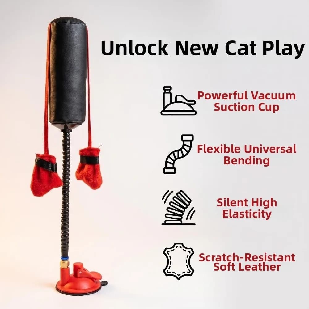 Funny Creative Cat Boxing Standing Suction Cup Base Pet Punching Bag Spring Gooseneck Bite Resistant Interactive Cat Home Use