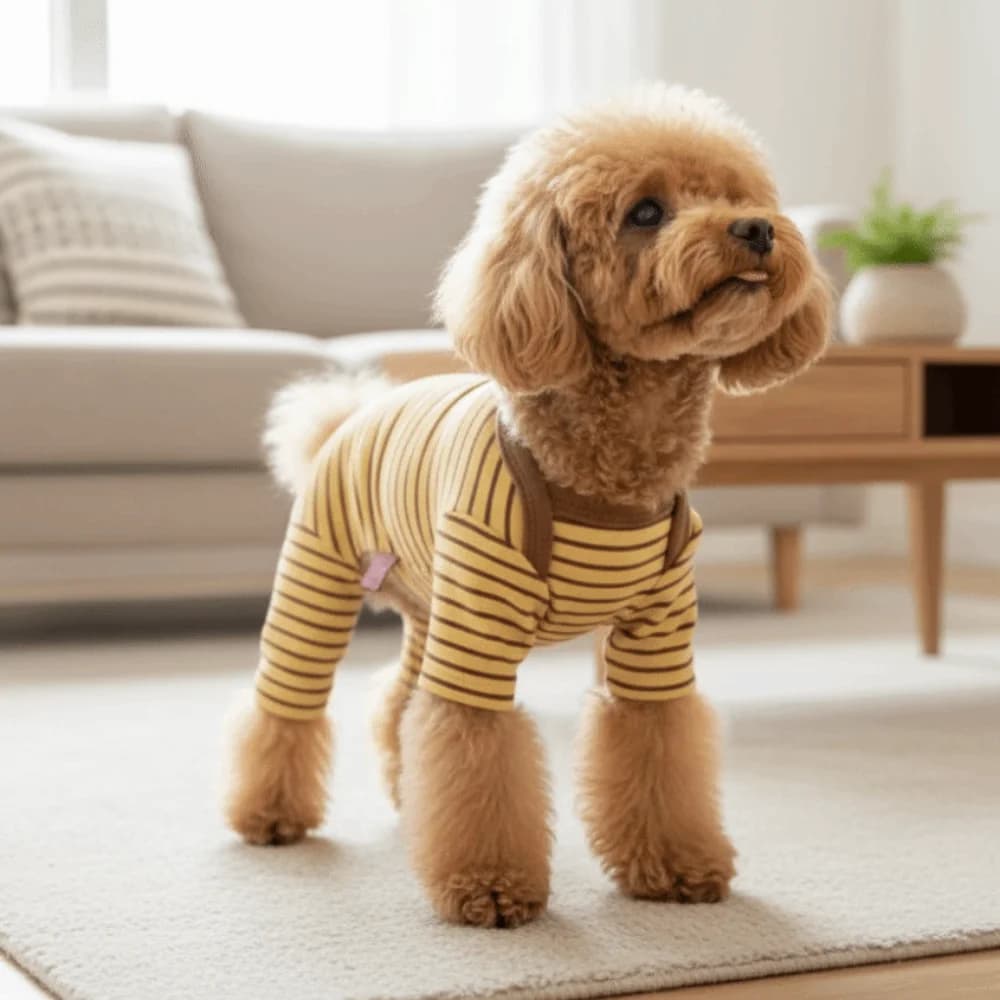 Pigiama Elastico a Quattro Zampe per Cani, Maniche Lunghe, Comoda Maglietta a Righe, Anti-leccamento, Abbigliamento Casual per Animali Domestici