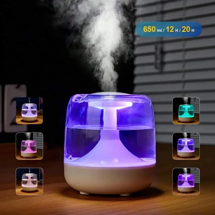[Modello 2025] Umidificatore Spray con Luce Notturna, Diffusore di Aromi USB Silenzioso per Casa, Diffusore di Oli Essenziali con Grande Volume di Nebbia