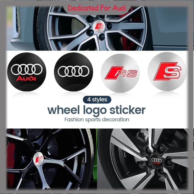 New 4 pcs 56mm Car Wheel Cover Sticker badge For Audi A6 C5 C7 C8 A4 B5 B6 B7 B8 B9 S3 S4 S5 Q3 8U Q7 Q8 TT A3 8V