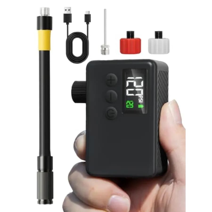 Mini Pompa per Pneumatici Bici: Gonfiatore Elettrico Portatile Veloce per Valvole Presta e Schrader, Alta Pressione 120 Psi