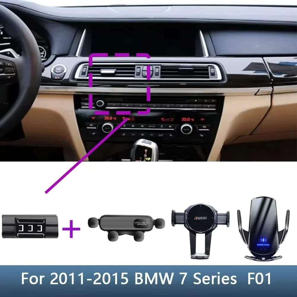 Supporto per telefono per auto per BMW Serie 7 F01 2009 2010 2011 2012-2015 Speciale staffa fissa Base di ricarica wireless Accessori interni